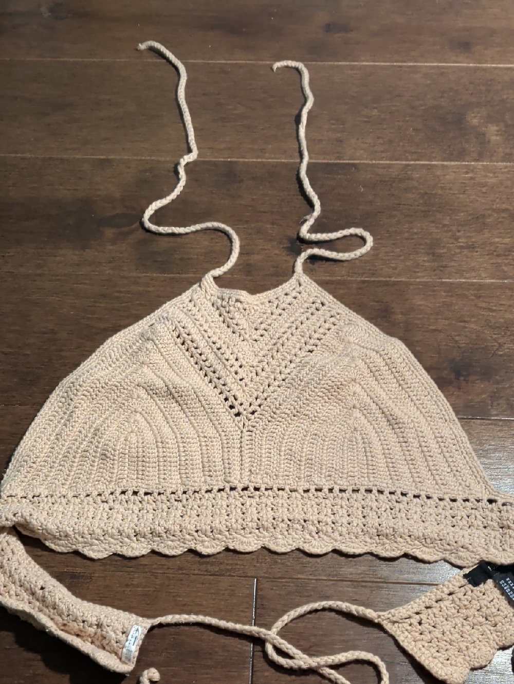 Forever 21 Beige Crochet Halter Bralette‎